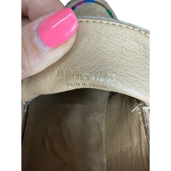 Farm Rio Embroidered Velvet Platform Loafers Beige US 8 Tropical Floral Chic - Picture 12 of 13